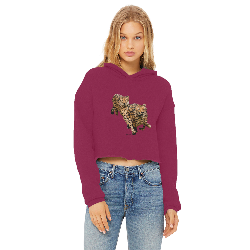 The Cheetah Brothers Ladies Cropped Raw Edge Hoodie