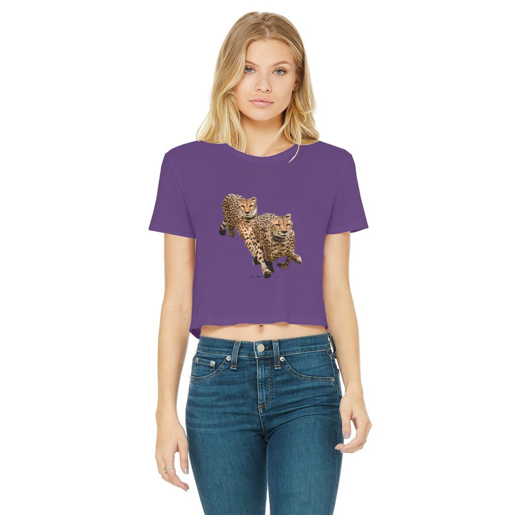 The Cheetah Brothers Classic Women's Cropped Raw Edge T-Shirt