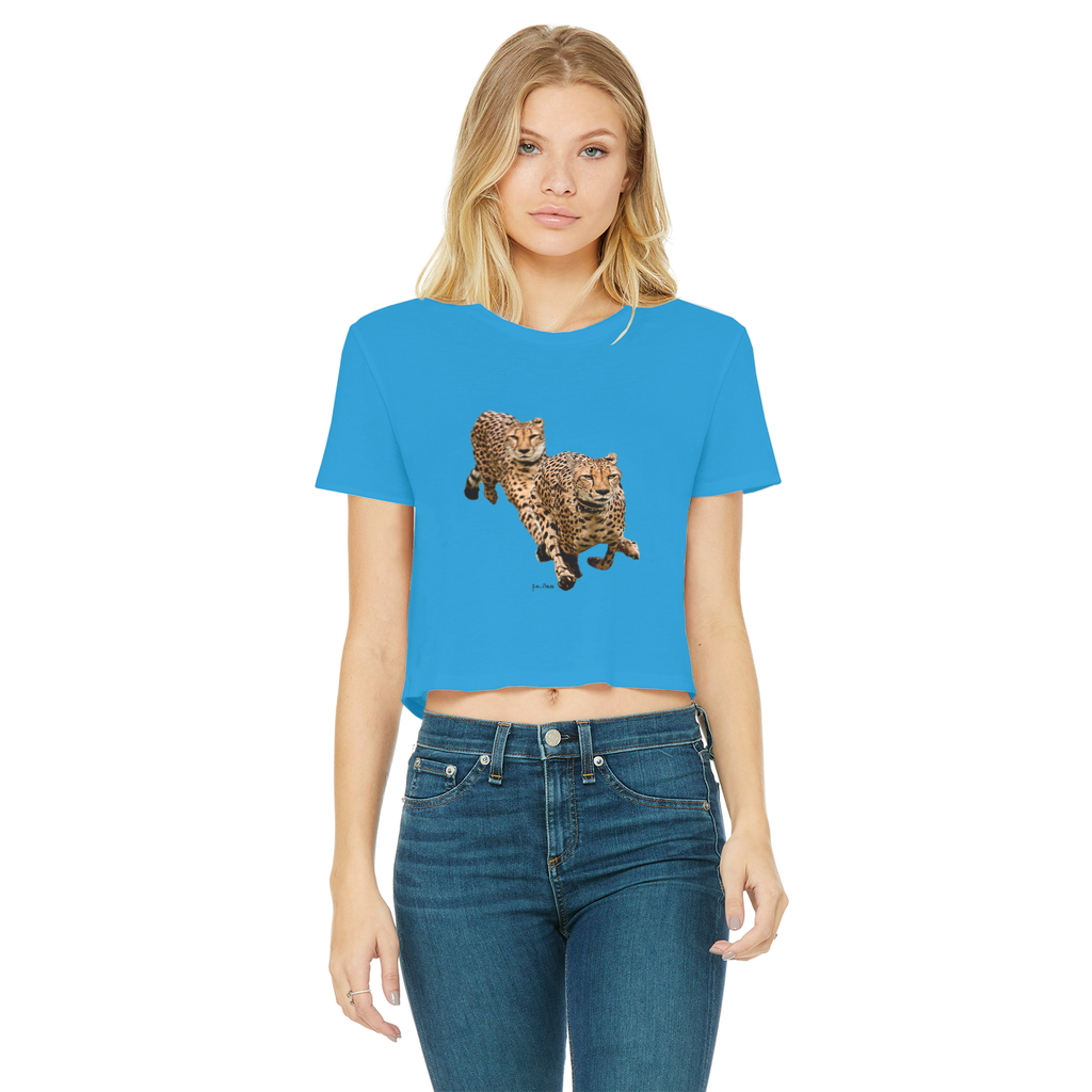 The Cheetah Brothers Classic Women's Cropped Raw Edge T-Shirt