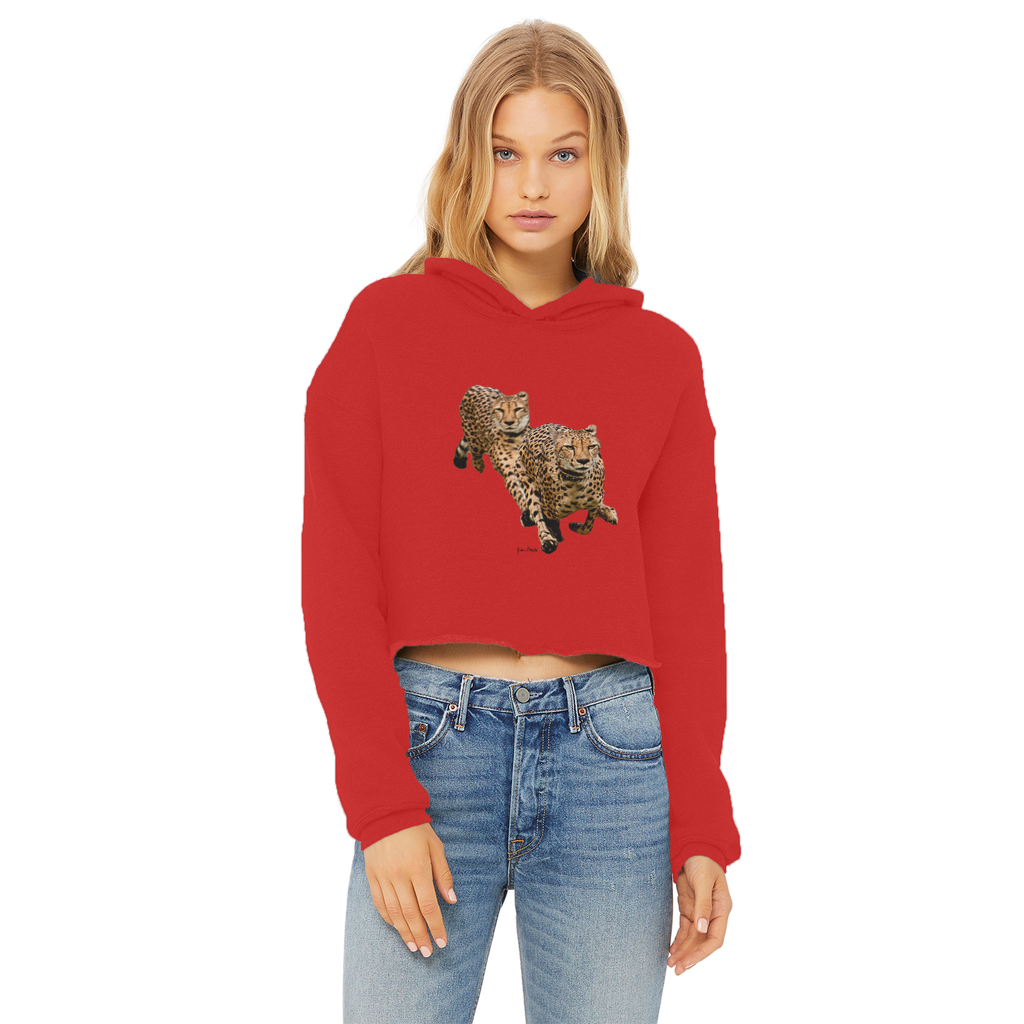 The Cheetah Brothers Ladies Cropped Raw Edge Hoodie