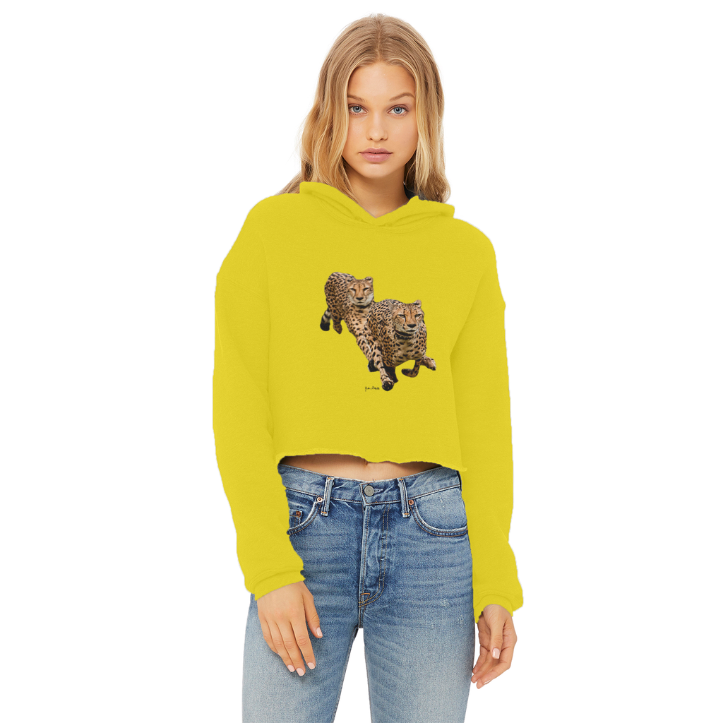 The Cheetah Brothers Ladies Cropped Raw Edge Hoodie