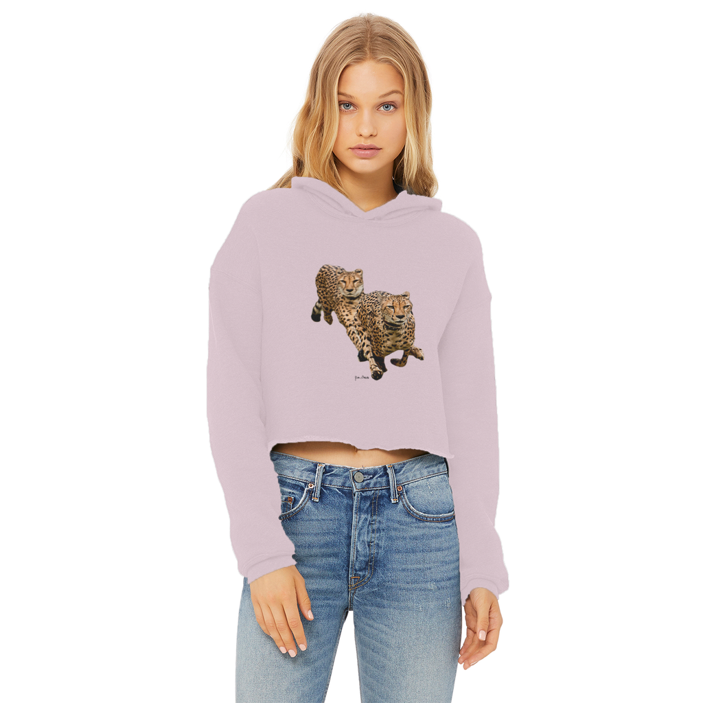 The Cheetah Brothers Ladies Cropped Raw Edge Hoodie