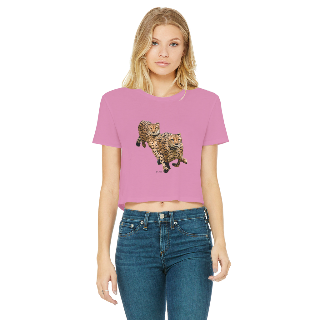 The Cheetah Brothers Classic Women's Cropped Raw Edge T-Shirt