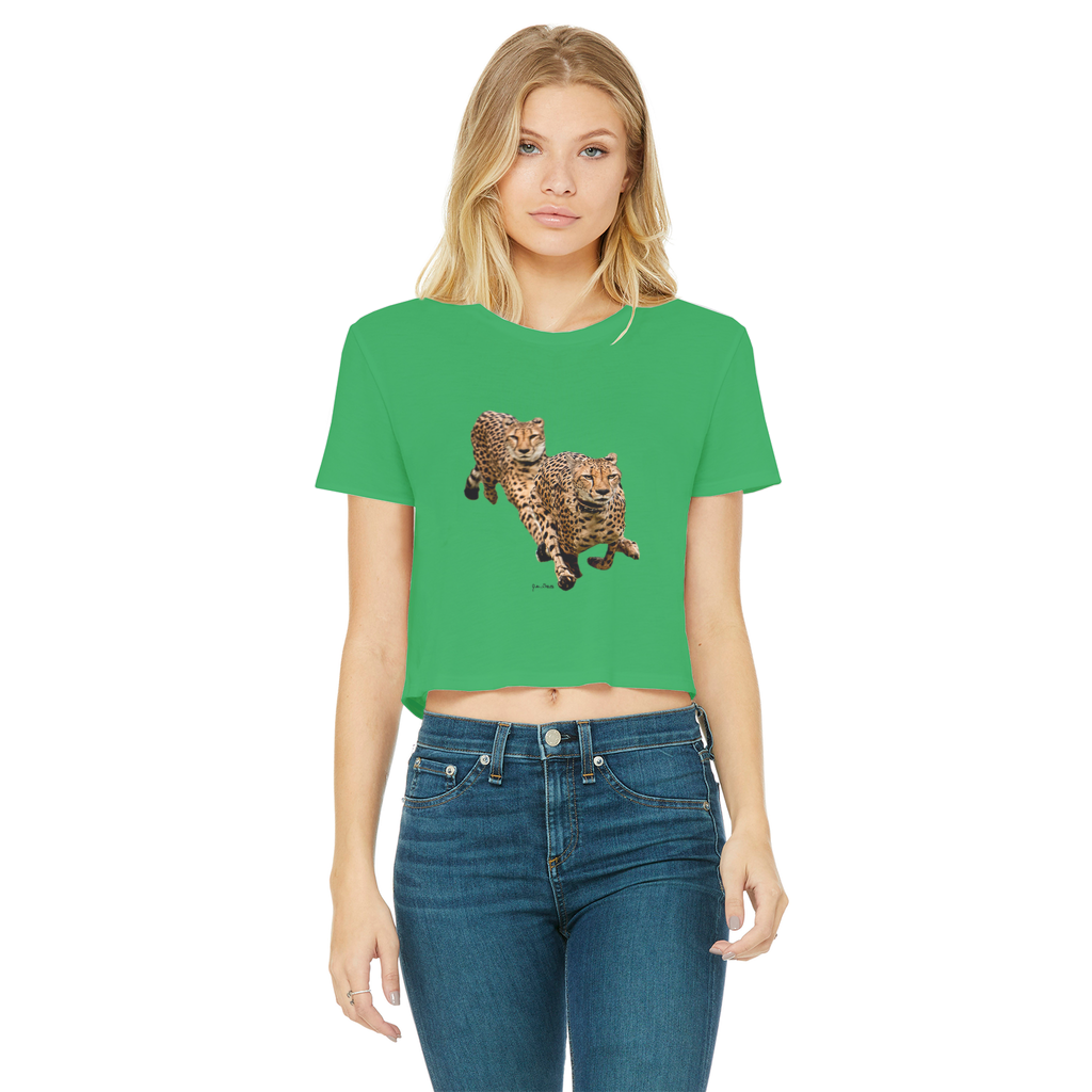 The Cheetah Brothers Classic Women's Cropped Raw Edge T-Shirt