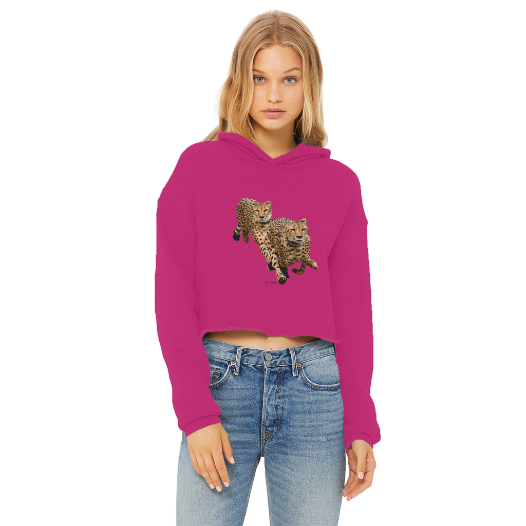 The Cheetah Brothers Ladies Cropped Raw Edge Hoodie
