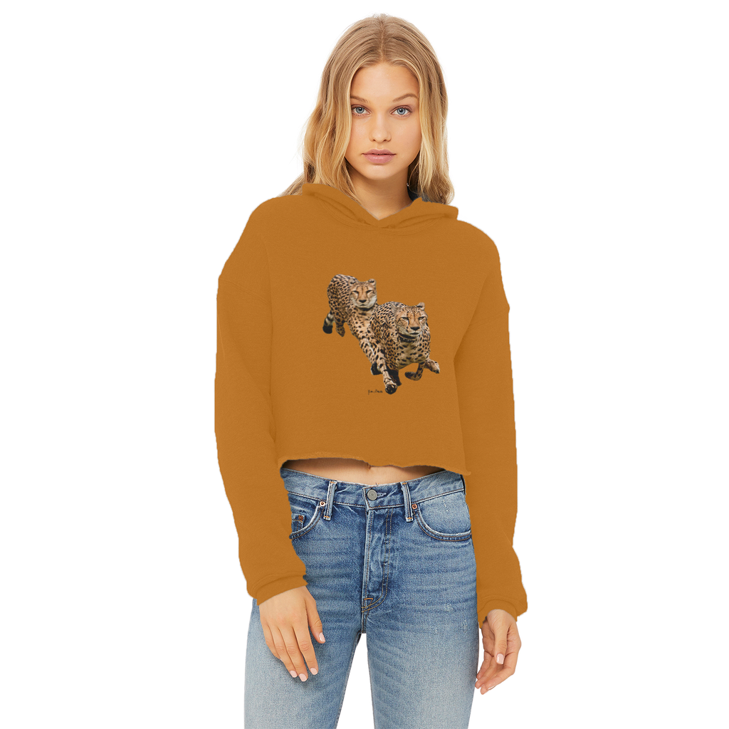 The Cheetah Brothers Ladies Cropped Raw Edge Hoodie
