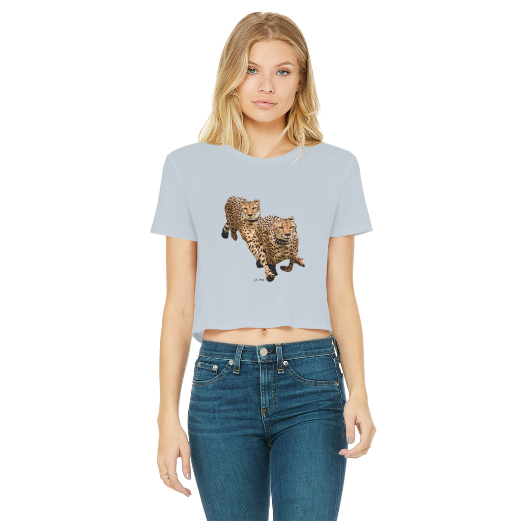 The Cheetah Brothers Classic Women's Cropped Raw Edge T-Shirt