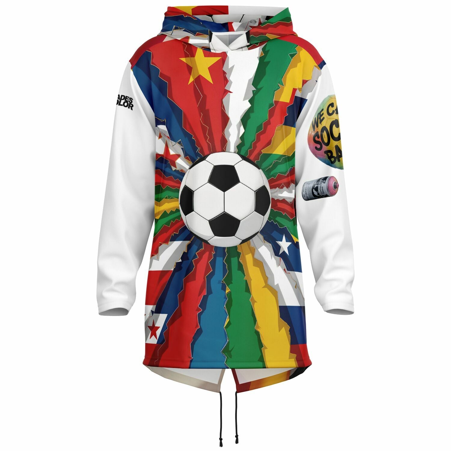 Echoes on the Pitch: A Kaleidoscope of Flags and Motion Hoodie