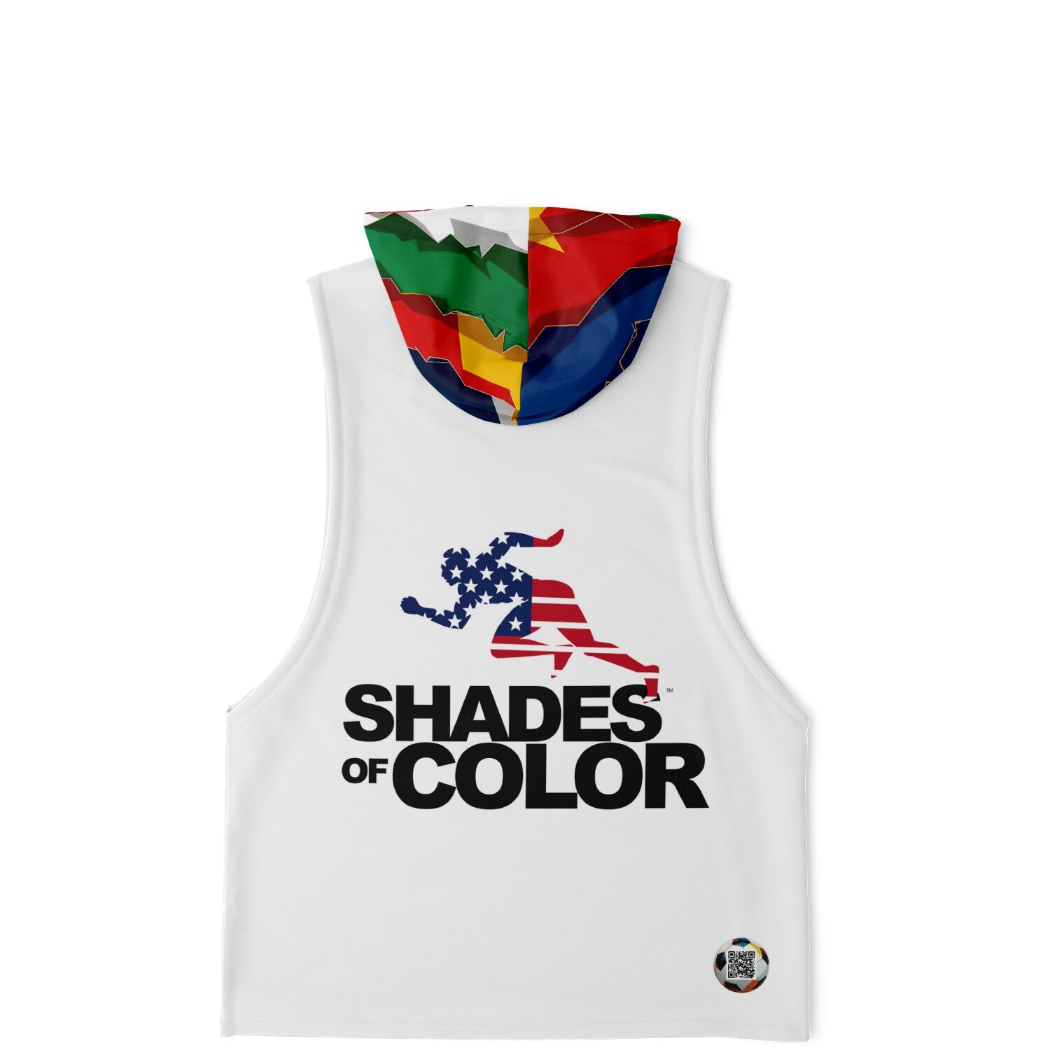 Playful Rebellion: Dripping Rainbow Text with Patchwork Hood