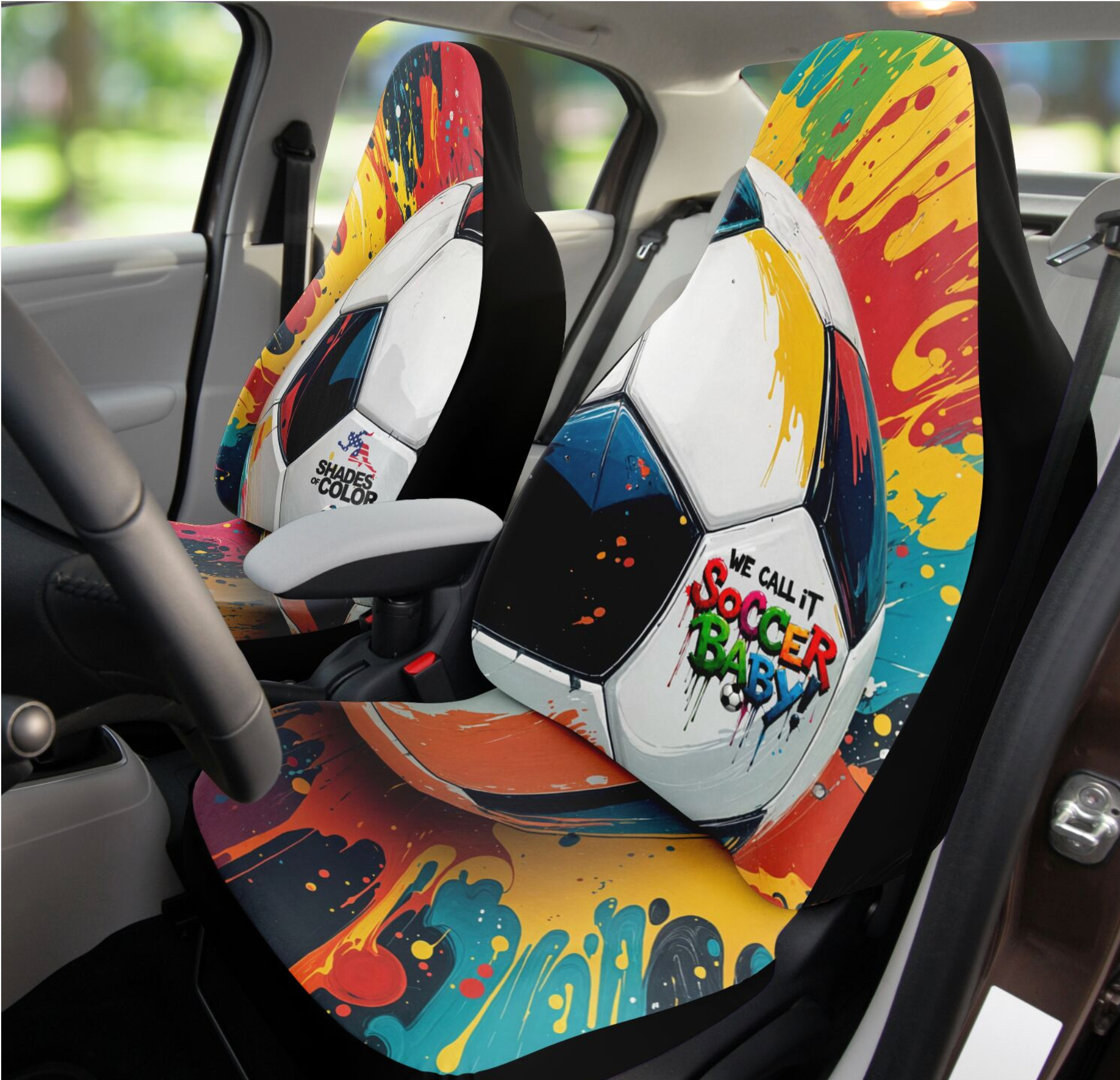 Street Goal: Graffiti Kicks and Colorful Dreams - Car Seat Covers