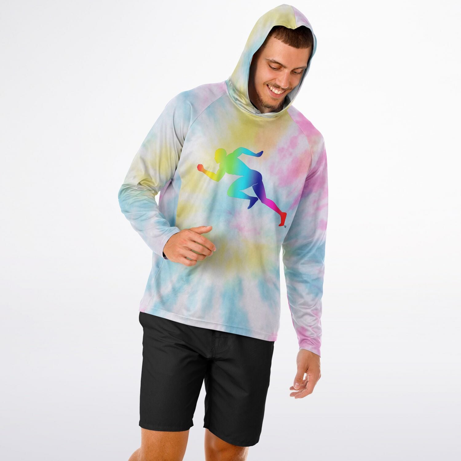 Men's Long Sleeve Hooded Performance Shirt - AOP