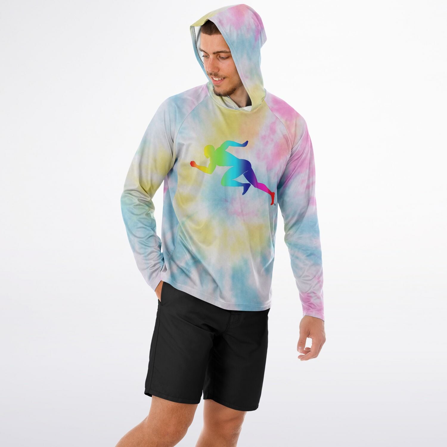 Men's Long Sleeve Hooded Performance Shirt - AOP