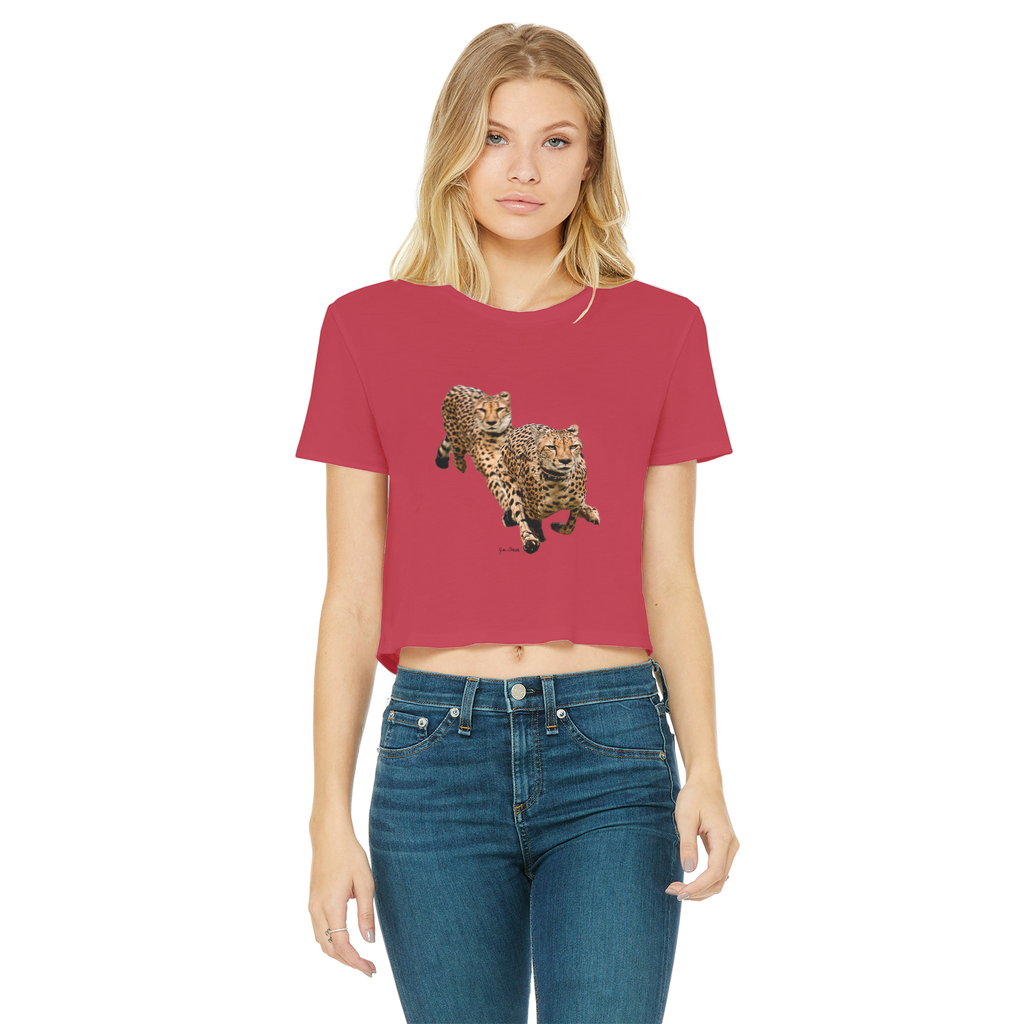The Cheetah Brothers Classic Women's Cropped Raw Edge T-Shirt