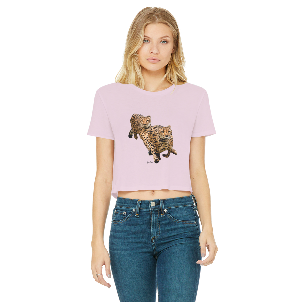 The Cheetah Brothers Classic Women's Cropped Raw Edge T-Shirt