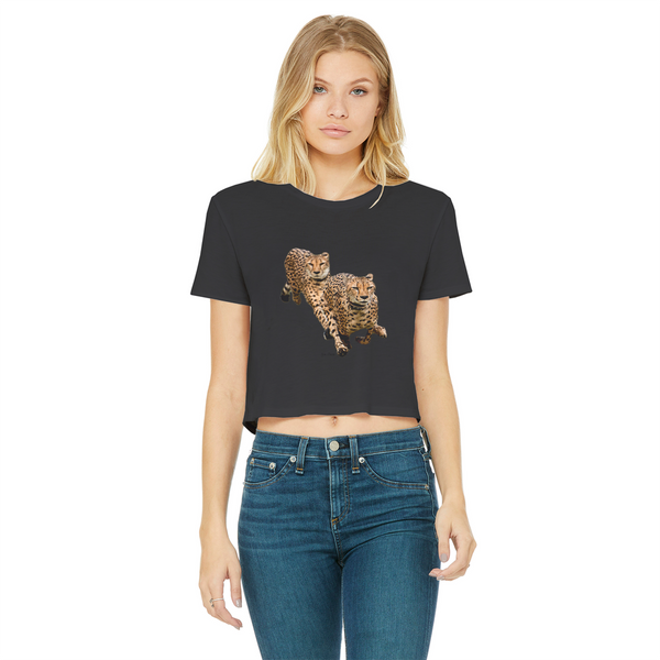 The Cheetah Brothers Classic Women's Cropped Raw Edge T-Shirt
