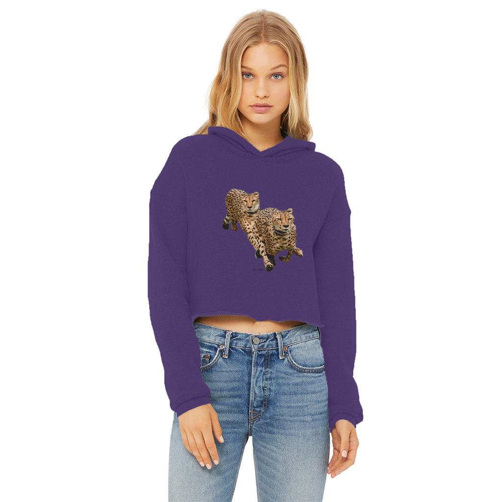 The Cheetah Brothers Ladies Cropped Raw Edge Hoodie
