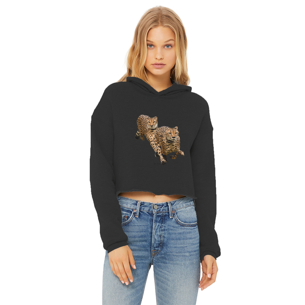 The Cheetah Brothers Ladies Cropped Raw Edge Hoodie