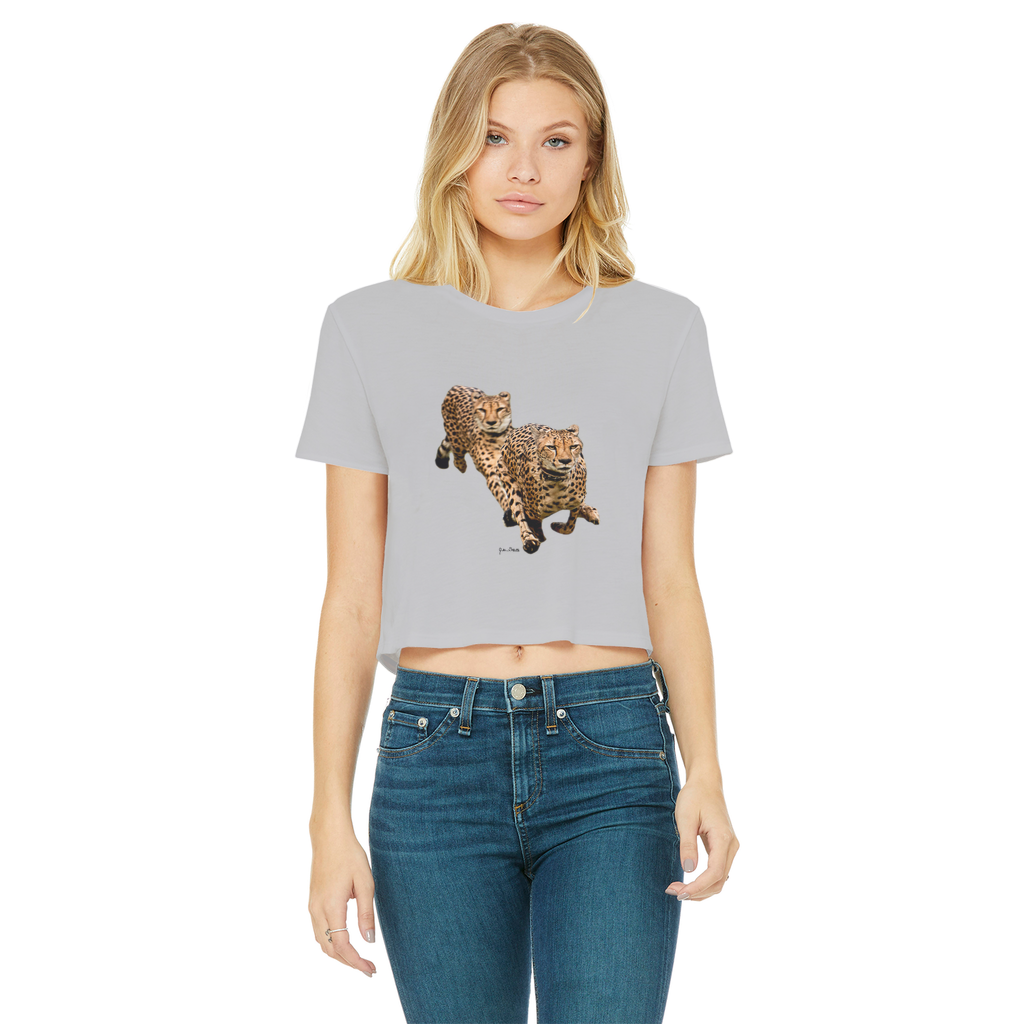The Cheetah Brothers Classic Women's Cropped Raw Edge T-Shirt