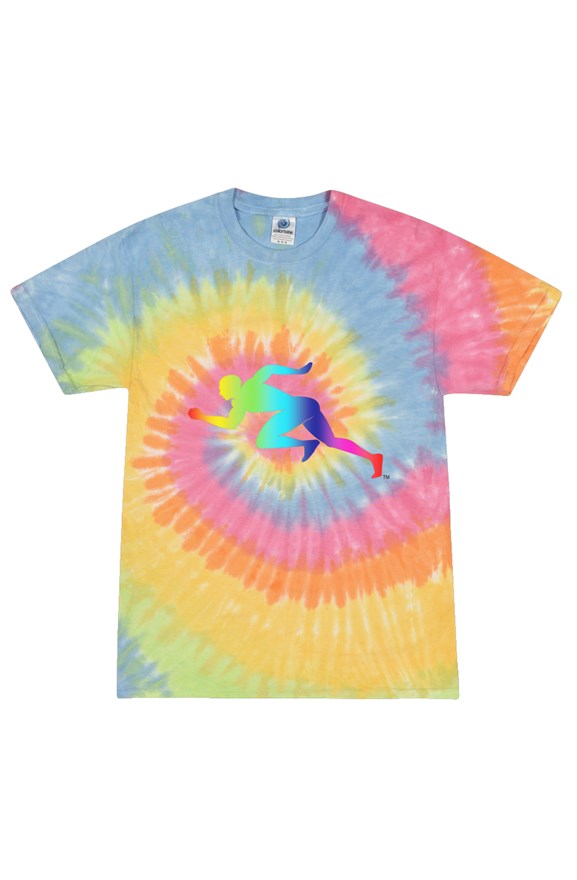 Rainbow "Running Man" Tie Dye Eternity Adult Tee