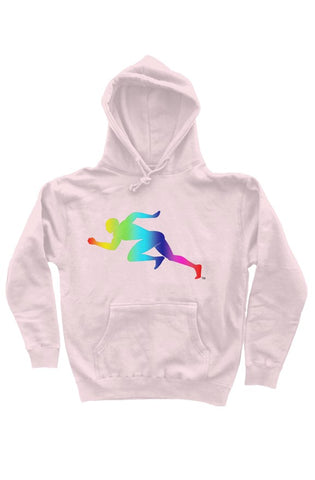 Rainbow "Running Man" independent heavyweight pullover hoodie