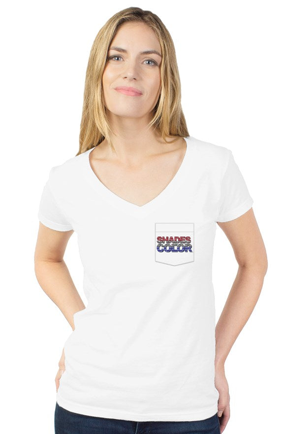 Shades of Color Logo womens tultex v neck