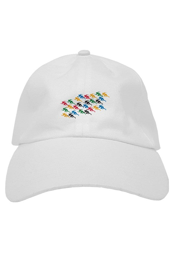 Colorful "Running Men" soft baseball caps