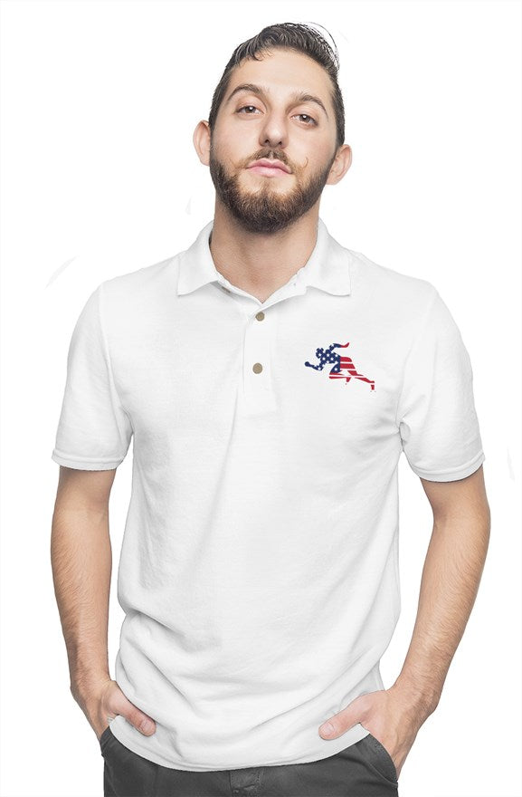 Flag  "Running Man" gildan cotton polo