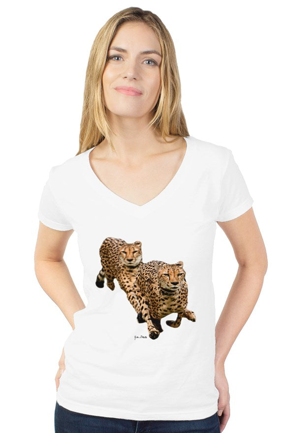 "The Cheetah Brothers" womens tultex v neck