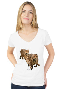 "The Cheetah Brothers" womens tultex v neck
