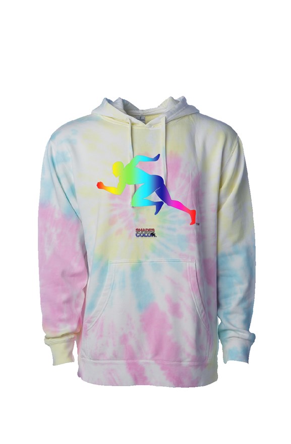 "Rainbow Running Man" Tie Dye Sunset Swirl Hoodie