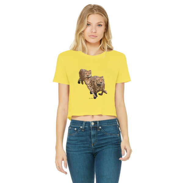 The Cheetah Brothers Classic Women's Cropped Raw Edge T-Shirt