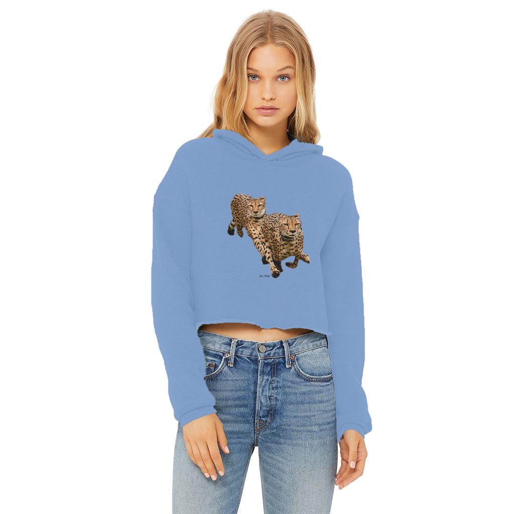 The Cheetah Brothers Ladies Cropped Raw Edge Hoodie