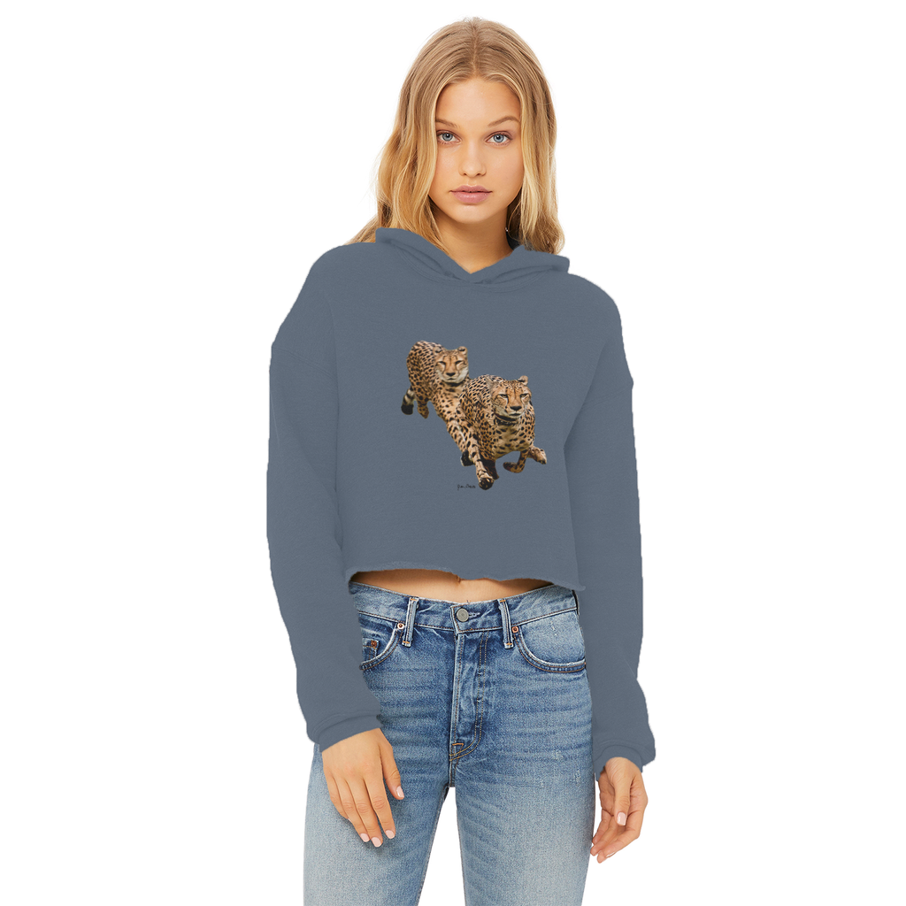 The Cheetah Brothers Ladies Cropped Raw Edge Hoodie