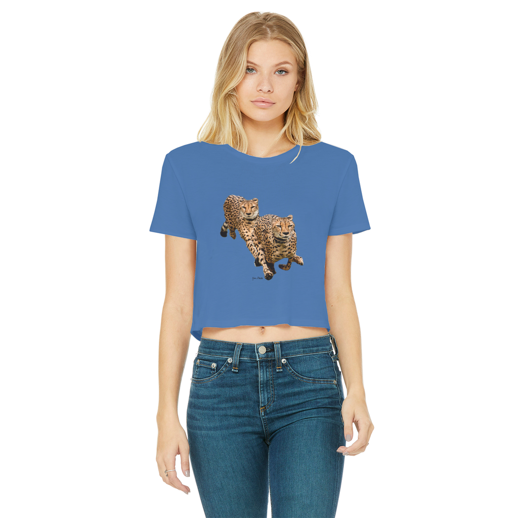 The Cheetah Brothers Classic Women's Cropped Raw Edge T-Shirt