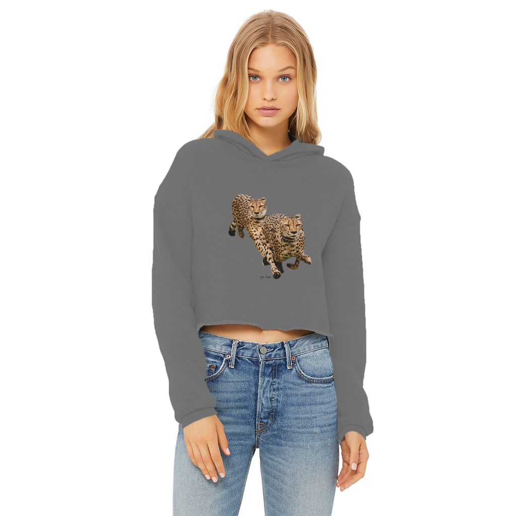 The Cheetah Brothers Ladies Cropped Raw Edge Hoodie