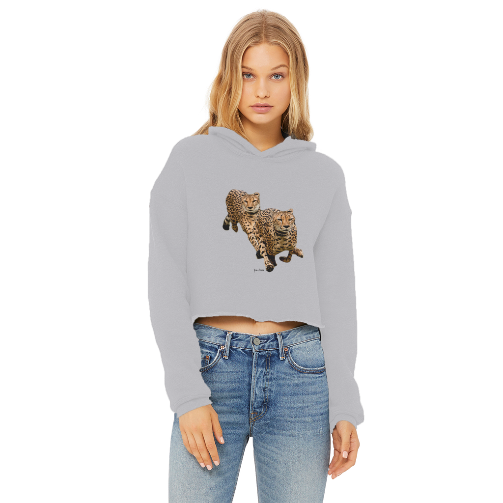 The Cheetah Brothers Ladies Cropped Raw Edge Hoodie