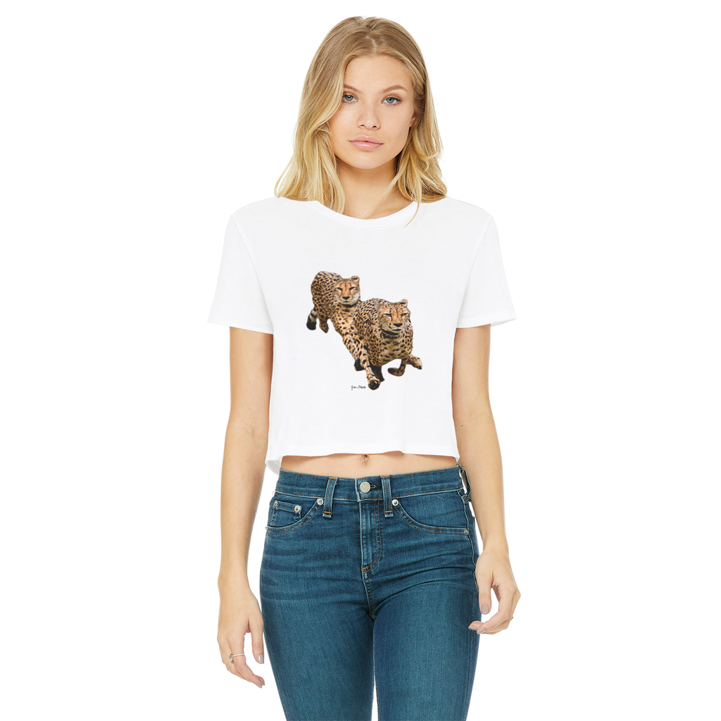 The Cheetah Brothers Classic Women's Cropped Raw Edge T-Shirt