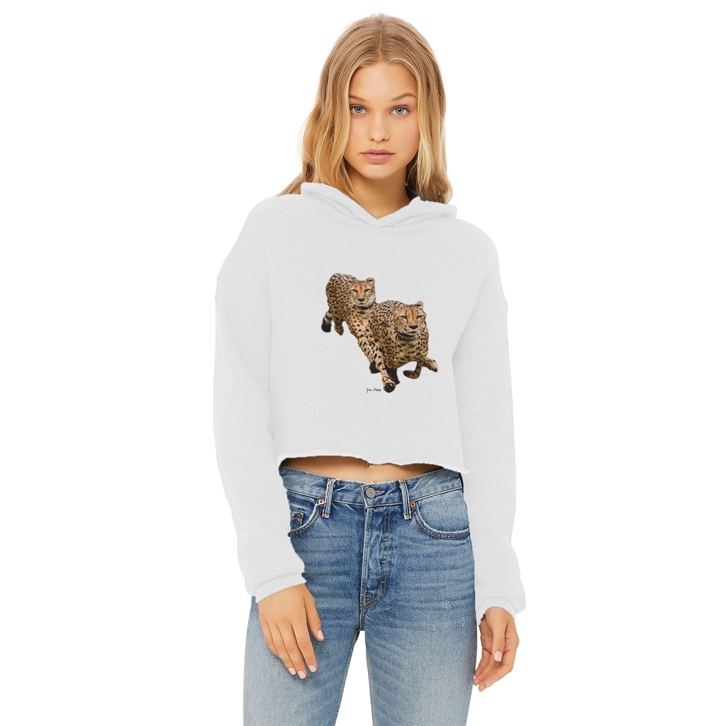 The Cheetah Brothers Ladies Cropped Raw Edge Hoodie