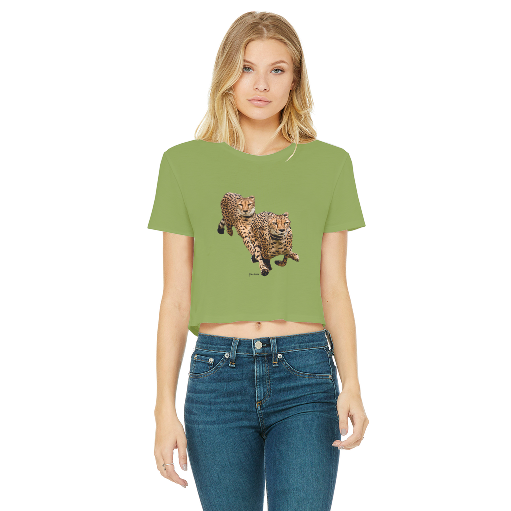 The Cheetah Brothers Classic Women's Cropped Raw Edge T-Shirt