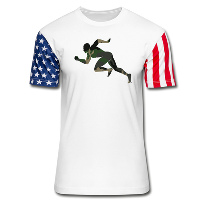 Camouflage "Running Man" Unisex Stars & Stripes T-Shirt - white