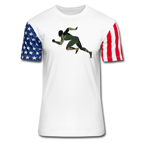 Camouflage "Running Man" Unisex Stars & Stripes T-Shirt - white