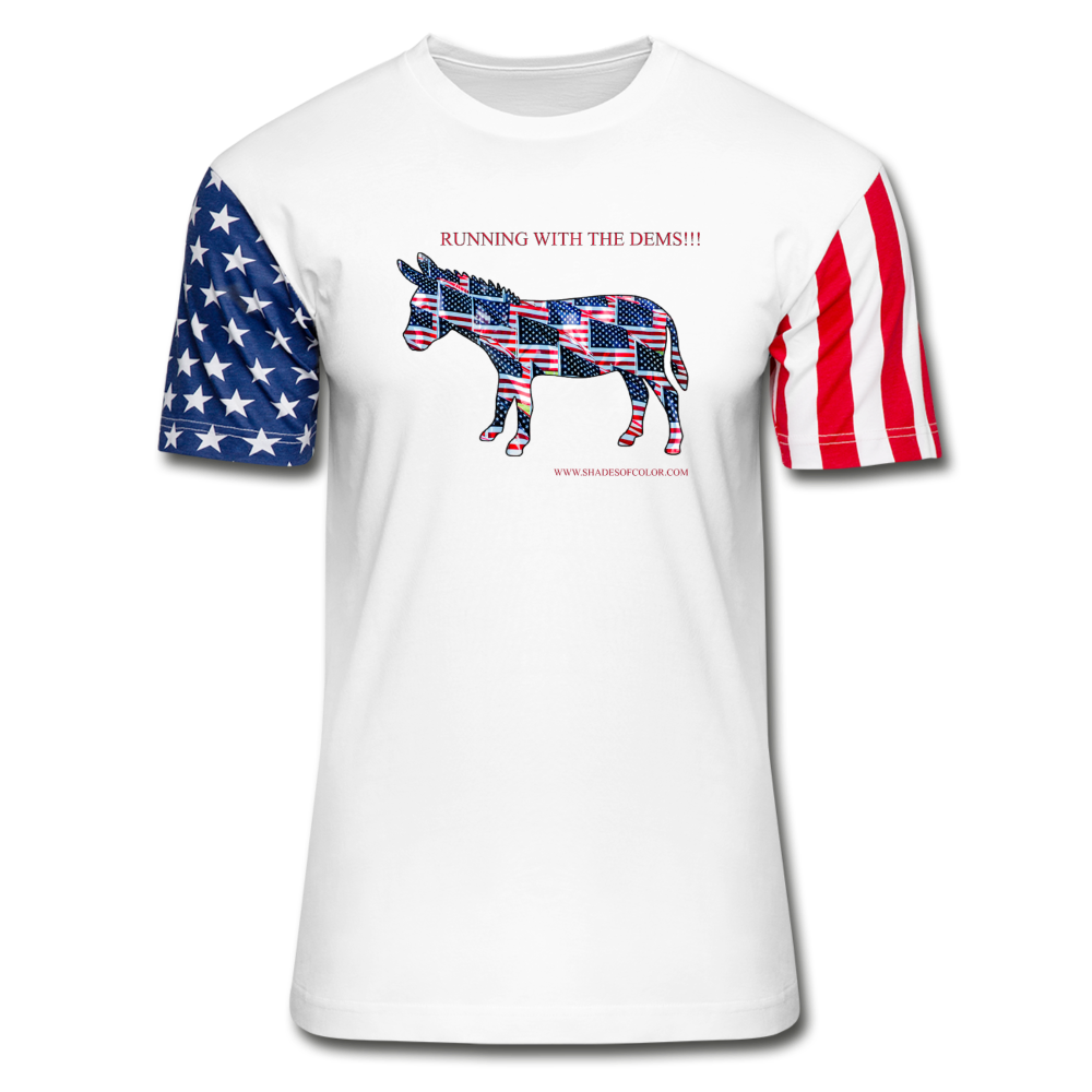 Running with the Dems!!! Stars & Stripes T-Shirt - white