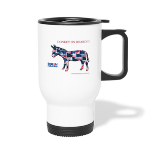 Biden/Harris "Donkey on Board" Travel Mug - white