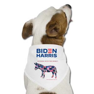 Biden/Harris "Running with the Dems" Dog Bandana - white